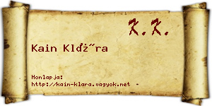 Kain Klára névjegykártya